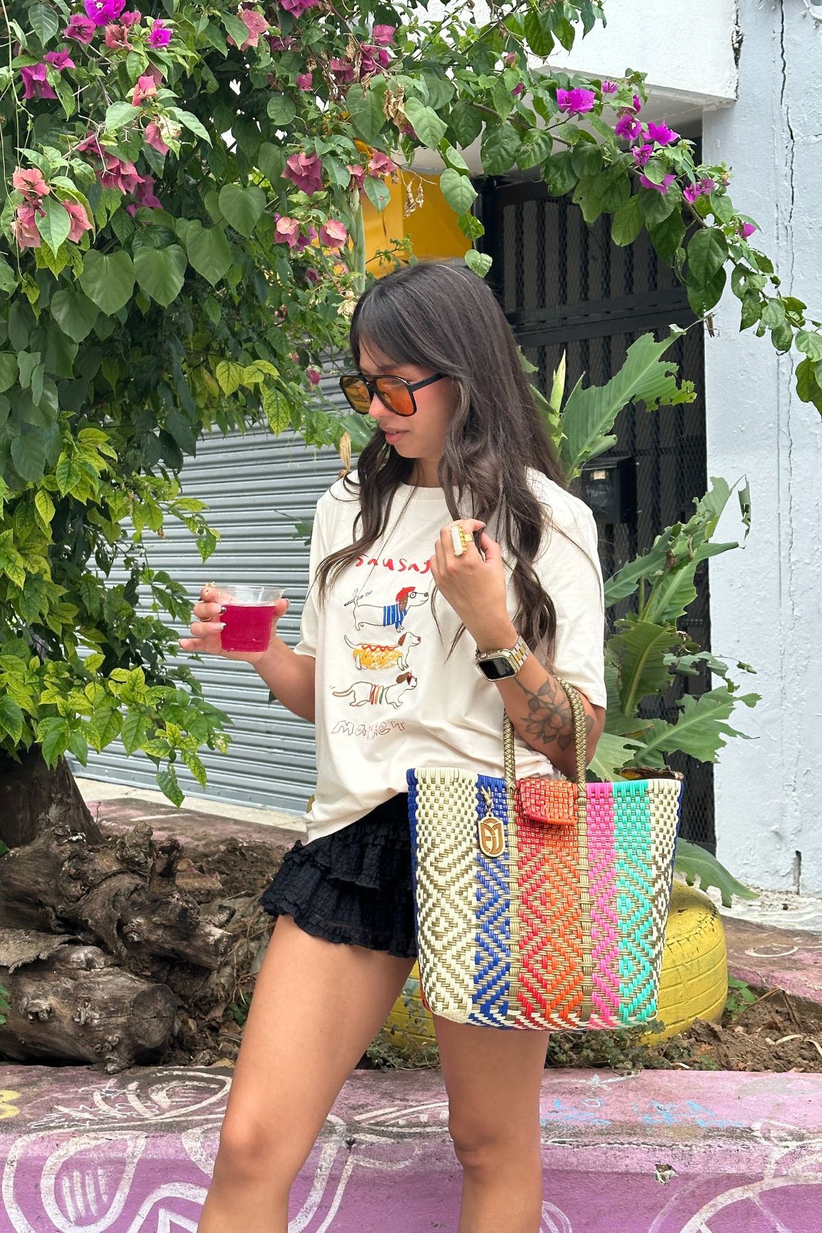 Small Tote Handwoven- printed