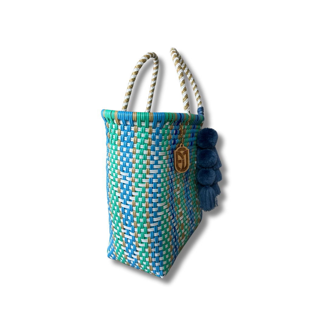 Small Tote Handwoven- blue