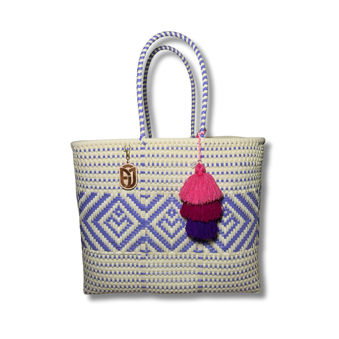 Weekender Tote Handwoven- purple & beige