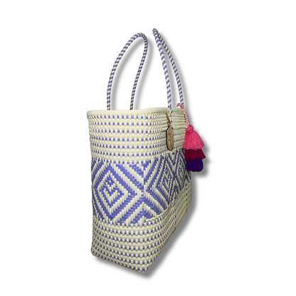 Weekender Tote Handwoven- purple & beige