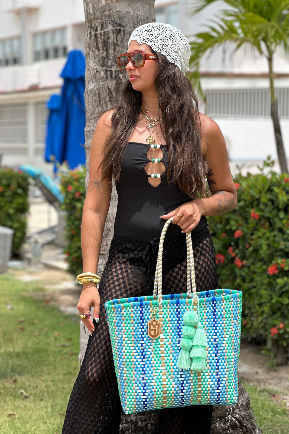 Medium Tote Handwoven- blue