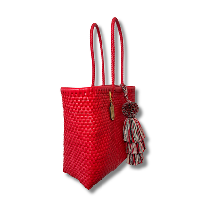 Small Tote Handwoven- red