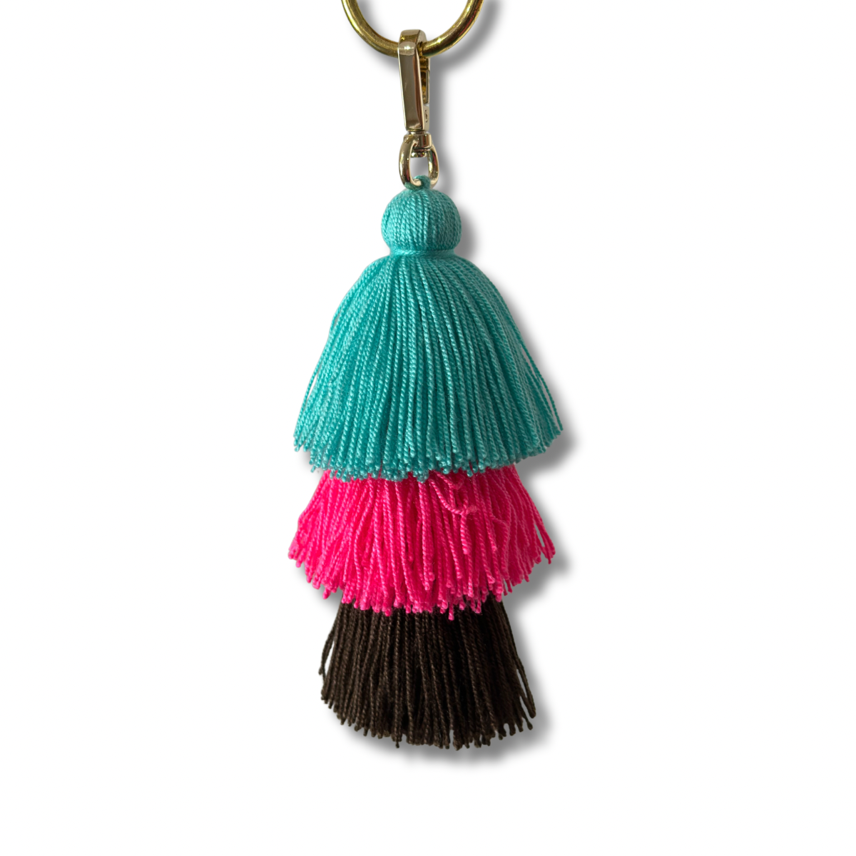 Keychain- aqua, fuchsia & brown