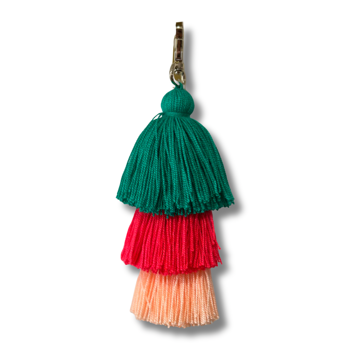 Keychain- green, fuchsia & peach