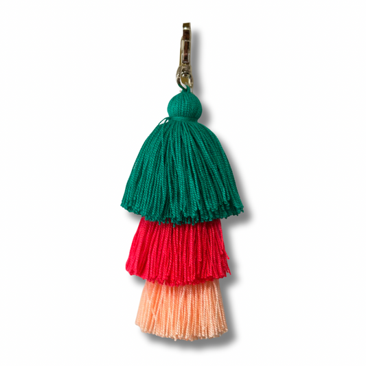 Keychain- green, fuchsia & peach