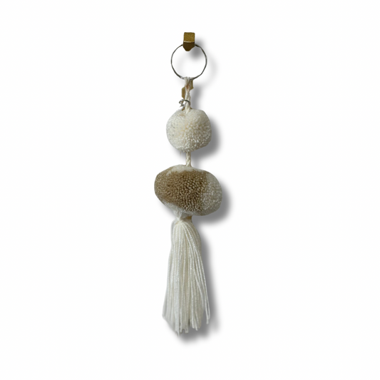 Borla Keychain- white & beige