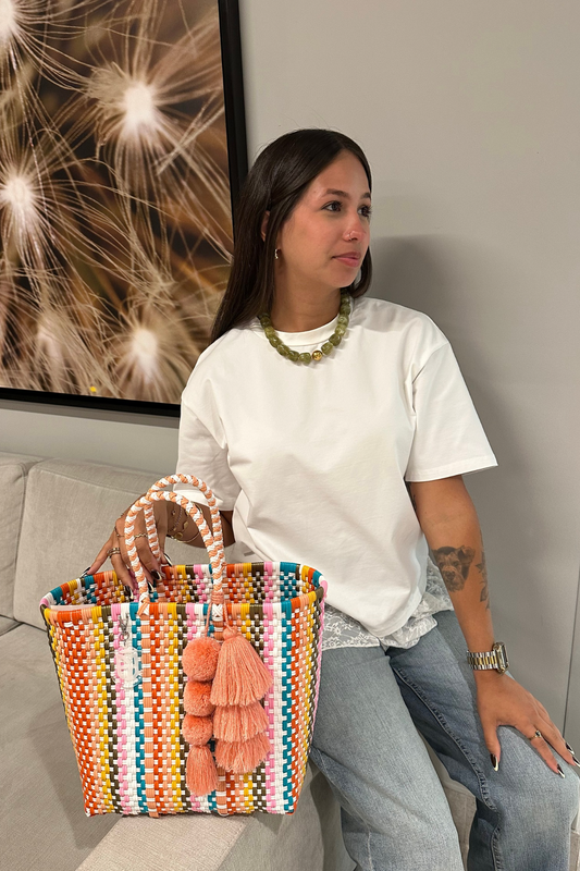 Small Tote Handwoven- printed